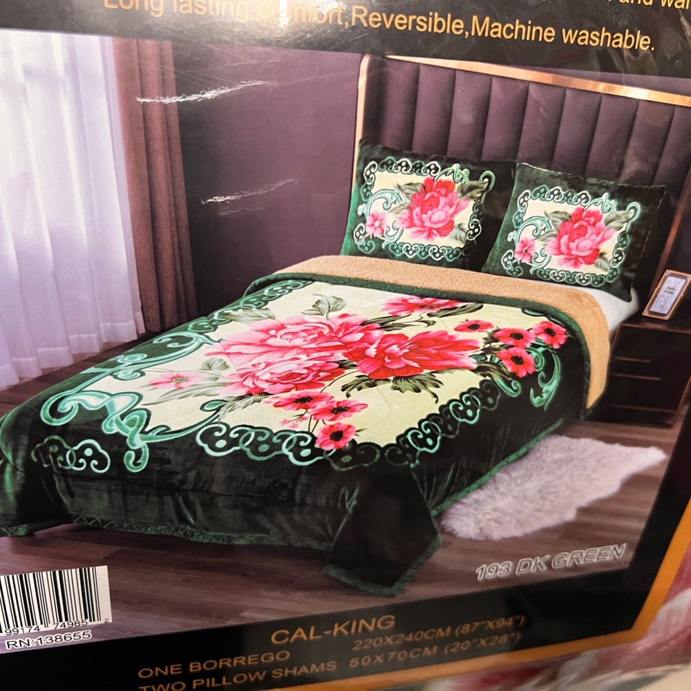 3pc HEAVY Winter Comforter with Shams CALI KING New Sherpa Flannel REVERSIBLE